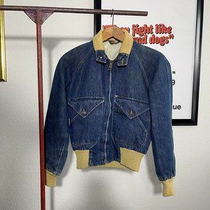 Vintage 80s 70s Fresh Produce Two Pocket Levi’s Bomber Denim Zip up Jacket